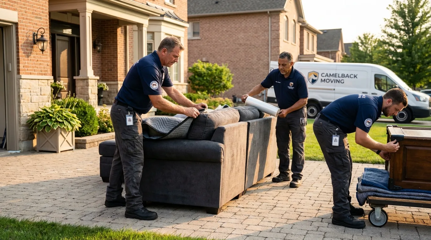 Large estate moving crew wrapping furniture in Centerville, GA