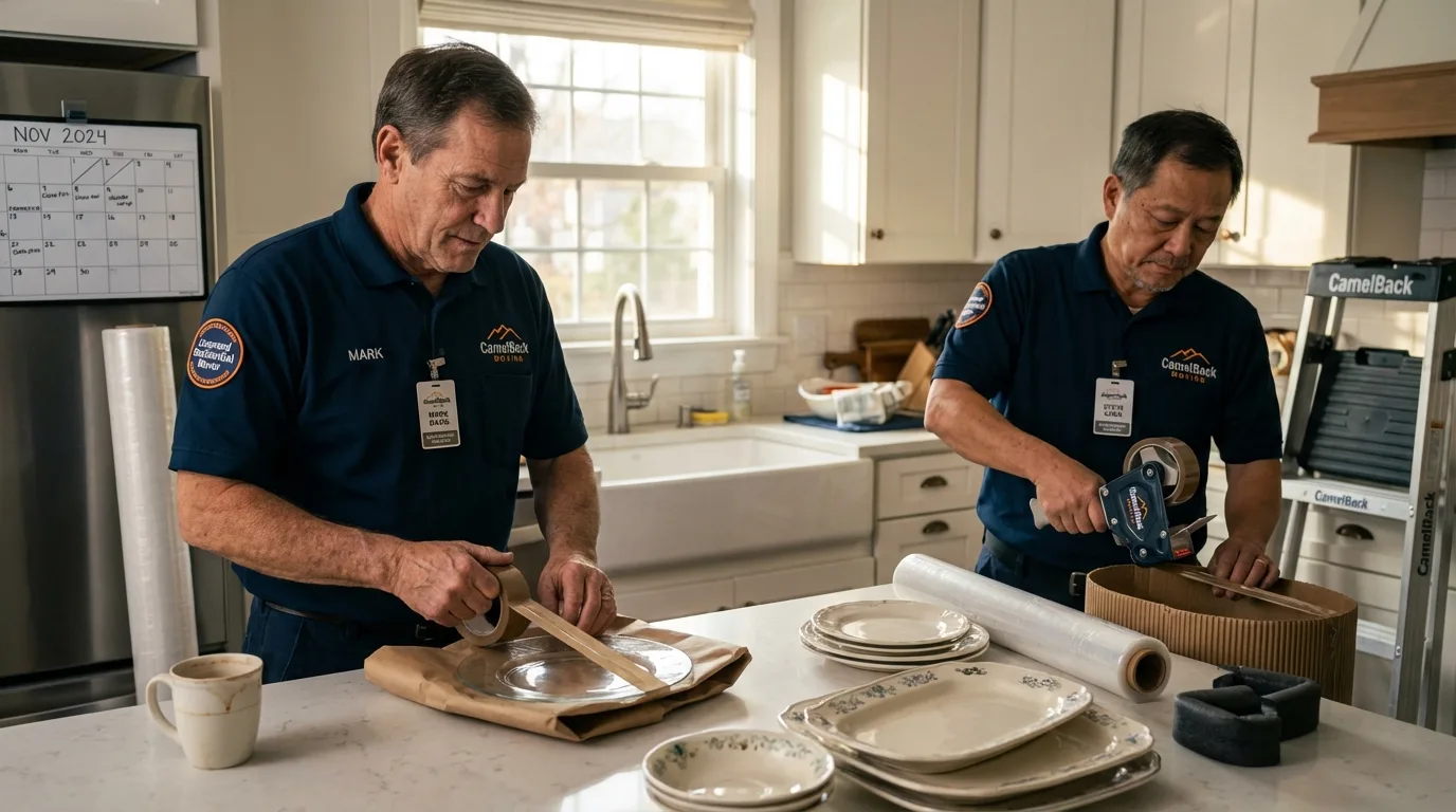 Professional crew packing kitchen dishware in Centerville, GA